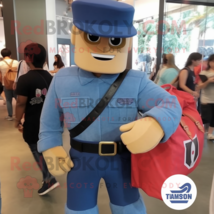 Gi Joe mascot costume character dressed with a Denim Shirt and Tote bags - $1,339.00