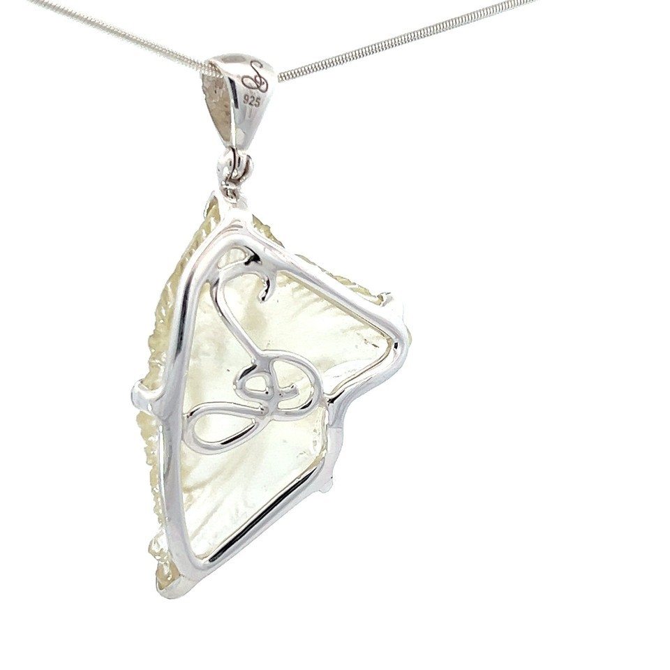 Stones Desire Carved Libyan Desert Tektite Pendant Necklace (22") Yellow Item image 5