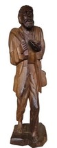 VTG RARE Hand Carved Wooden Figure Statue Wood Carving Barefoot - £47.12 GBP