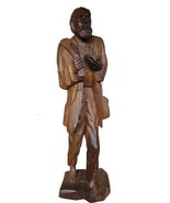 VTG RARE Hand Carved Wooden Figure Statue Wood Carving Barefoot - £46.92 GBP