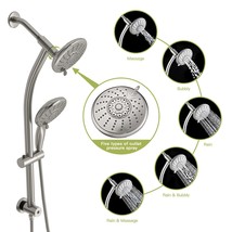 Dual Shower Head w/Slide Bar, Brushed Nickel - £78.07 GBP