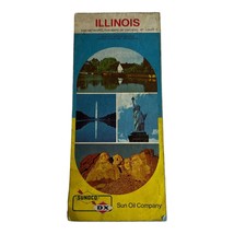Vintage Illinois Map Brochure Sunoco Sun Oil Company Ephemera Sun Travel Club - £5.00 GBP