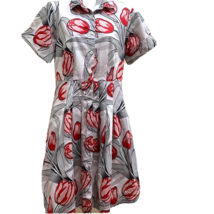 Brooks Brothers Sz 0 Shirt Dress Tulips Floral Vintage Style Pockets Pleated - £23.49 GBP