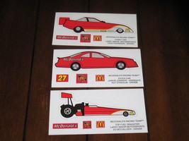 McDonalds Racing Vintage NOS NASCAR NHRA 3 pc Sticker Lot Top Fuel Funny Drag - £15.68 GBP