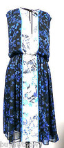 Adrianna Papel Summer Border Print Dress Blue Floral Chiffon NWT $120 S &amp; M - £27.81 GBP