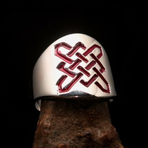 Excellent Men&#39;s Shield Ring red Celtic Sailor&#39;s Knot Cross - Sterling Silver - £45.50 GBP