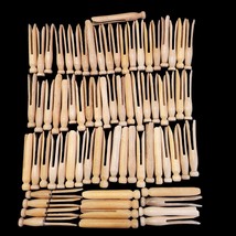Vtg Lot Wood Clothes Pins Round Flat Top Craft 73 Pieces Different Styles Colors - £24.92 GBP