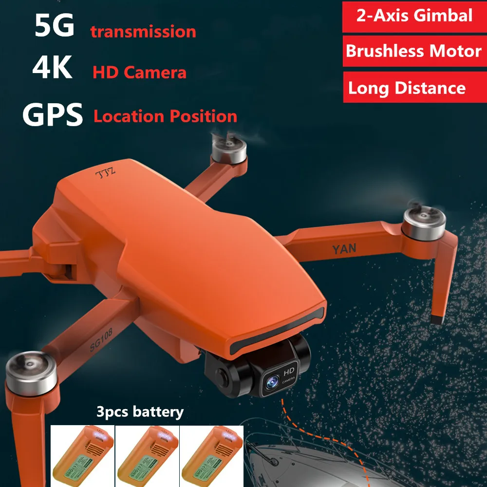 Professional 2-Axis Gimbal Camera 5G GPS 4K Drone With GPS Position Optical Fl - £202.58 GBP+