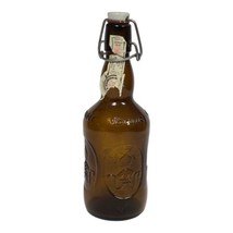 Vtg Brauer UltenMunster Bier Amber Brown Beer Bottle 10&quot; Porcelain Swing... - £13.34 GBP