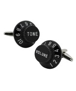 GUITAR KNOB CUFFLINKS Musician Music Player Volume Tone Black Enamel w G... - $272.05 MXN
