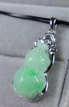 S925 Silver Certified Green 100% Natural A Jade jadeite Pendant gourd C5488Q - £124.91 GBP