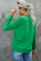 Green Lucky Glitter Graphic Raglan Sleeve Pullover Sweatshirt - $17.71