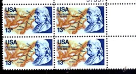 U S Stamps - BICENTENNIAL 1976 BENJAMIN FRANKLIN (Plate Block 4: 13 Cent... - $2.70