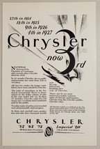1928 Print Ad Chrysler Now in 3rd Place Among Automakers - £12.01 GBP
