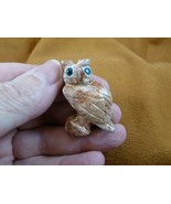 (Y-BIR-OW-8) baby tan red HORNED OWL figurine SOAPSTONE Peru love owls o... - $11.66 CAD