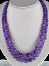 Natural Old Amethyst Beads Carved 2 Line 616 Carats Gemstone Ladies Necklace - £425.17 GBP