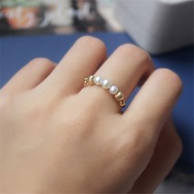 14K Gold Filled Natural Pearl Jewelry Knuckle Rings Boho Gold Rings  Mujer Bague - £42.03 GBP