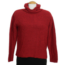 Eileen Fisher China Red Wool Cashmere Boucle Turtleneck Sweater Xs - £95.61 GBP
