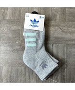 Adidas Socks Womens 3 pair Quarter Grey Onix Ice Green Shoe Size 5 to 10... - $17.28 CAD