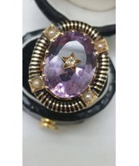 1860s  Victorian  Enamel 14kt Gold 10ct Huge Natural Amethyst  Seed Pear... - $49,607.45 MXN