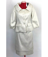 NEW $820 DANA BUCHMAN White Gold 2 Piece Skirt &amp; Suit Blazer Jacket Wome... - $247.45