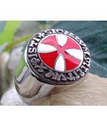 KNIGHTS TEMPLAR RING CROSS CROIX CREST HOLY BIBLE STEEL GOLD PIN PATCH [... - £38.53 GBP