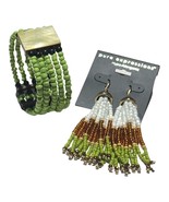 earrings and cuff bracelet seed beads - $18.24 CAD