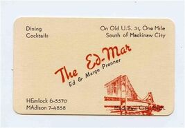 The Ed Mar Business Card Mackinaw City Michigan Ed &amp; Marge Prenner - $11.88