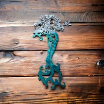 Tall Mermaid with Wine Glass - Metal Wall Art - Teal Tainted  30&quot; tall x 14 3/4 - £80.21 GBP