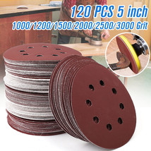 120Pc 5&#39;&#39; Sanding Discs 1000-3000 Mixed Grit Sandpaper Sander Pad Hook A... - $34.99