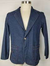 Vintage 70s JC Penney Fashions Denim Jean Unstructured Sport Coat Jacket 38 - £30.54 GBP