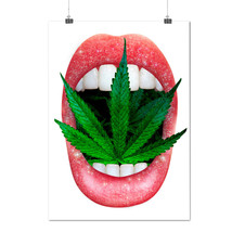 Mouth 420 Weed Leaf Rasta Weed Kiss Matte/Glossy Poster A0 A1 A2 A3 A4 | Wellcod - £6.48 GBP+