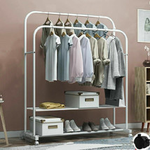 Closet Organizer Metal Garment Rack Portable Clothes Hanger Storage Shoe... - $68.39