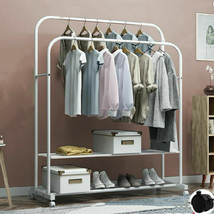 Closet Organizer Metal Garment Rack Portable Clothes Hanger Storage Shoes Rack - £57.54 GBP