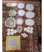 Lot Of 14 Vintage Handmade Crochet Doilies Lot Mixed Sizes Colors Lace - $39.17 CAD