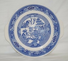 Vintage Blue Willow Ware Royal China Lugged Cup Cake Plate Royal Ironstone USA - £15.81 GBP