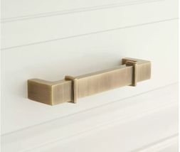 New 6&quot; Antique Brass Marta Solid Brass Cabinet Pull by Signature Hardware - £27.42 GBP
