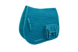 Horse Quilted English All-Purpose Trail Saddle Pad Teal w/ Pockets 72177 - $54.44