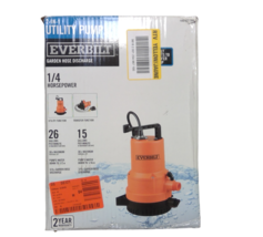 USED Everbilt 1/4 HP 2-in-1 Utility Pump UTA02510 Submersible or Non-Submersible - £43.09 GBP