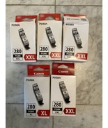 Five empty canon PIXMA 280 pgbk XXL  printer cartridges for refill - $21.78