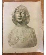 Antique Fine Quality Pencil Drawing by Listed Artist Julie H Stursberg 1... - $495.00