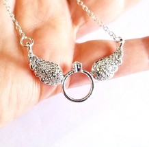 Angel Wings Necklace, Wings Pendant Necklace, Crystal Charm Necklace, Mo... - $26.38