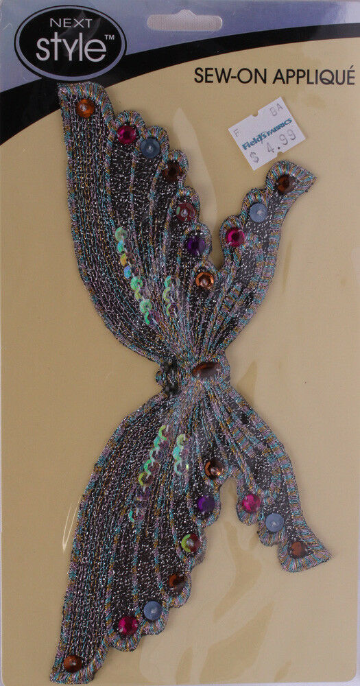 Wrights Butterfly Butterflies Sew On Applique Sequin Appliques 8.25W x 4... - $4.99