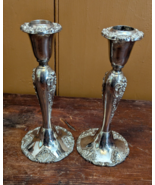 Vintage Pair of Godinger Silver Plated Baroque Candlestick Holder 8&quot; EUC - £26.64 GBP