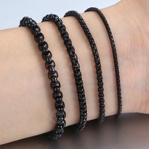 Men's Women's Black Stainless Steel Bracelet Box Chain Bracelets Dropshipping Wh - £11.85 GBP