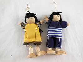PlanToys Wooden Doll Family Asian set of 2 Used for Christmas Ornaments ... - £9.29 GBP
