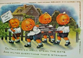 Halloween Postcard Whitney Die-cut Fantasy Pumpkin Face Heads Goblin Kids 1915  - £97.49 GBP
