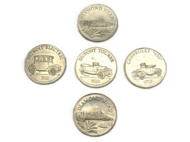 Lot of 5 Vintage Sunoco Collector Coins, Diamond Head &amp; Antique Cars, JW... - £7.53 GBP