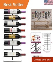 Versatile Black Metal Wine Rack Holds 9 Bottles - Ideal for Home Bars &amp; ... - $37.50