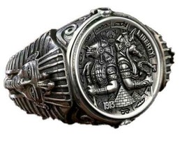 Egyptian God Silver Color Biker Ring BRX59 Horus Tut Mummy Egypt Emblem Jewelry - £7.59 GBP